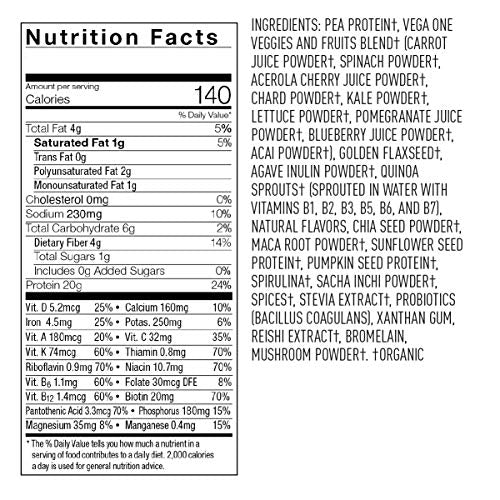 Vega One Organic Botanical Blends, Spiced Chai with Reishi, Plant Based Protein Powder with Adaptogens- Vegan Certified, Vegetarian, Gluten Free, Dairy Free, Non GMO (10 Servings, 12.7 Oz)