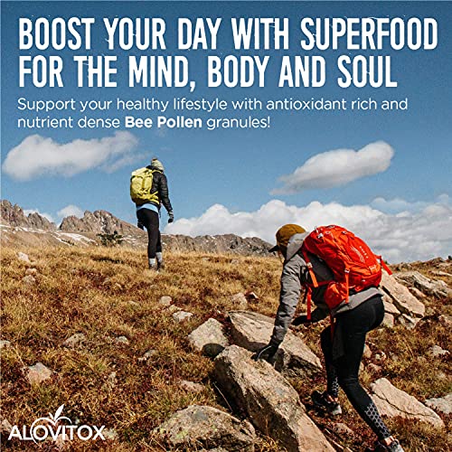 Alovitox Bee Pollen Granules | 100% Pure, Fresh Natural Raw Bee Pollen | Superfood Packed with Antioxidant, Protein, Vitamin & More | Bee Friendly Nutritional Yeast, Gluten Free 16 Oz