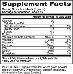 Amazing Grass Wheat Grass Tablets: 100% Whole-Leaf Wheat Grass Powder for Energy, Detox & Immunity Support, Chlorophyll Providing Greens, 200 Count