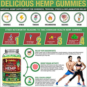 Wellution Vegan Hemp Gummies for Sleep x60 Ultra Potency - Stress Relief - Mood Enhancer & Immune Support - Rich in Vitamins B, E & Omega 3-6-9, Made in USA