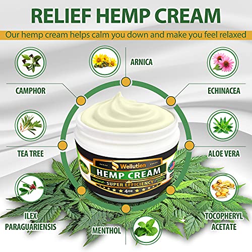 Hemp Cream 3,000,000 Super Efficiency - Natural Seed Oil Extract - Extra Strength Massage Lotion with Arnica, Menthol and Natural Oils