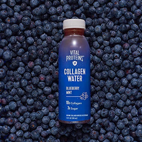 Vital Proteins Collagen Water™, 10g of Collagen per Bottle & Made with Real Fruit Juice, Dairy & Gluten Free - Blueberry Mint, 4 Pack
