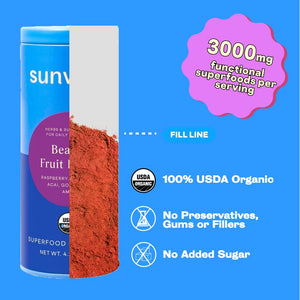 Sunwink Beauty Fruit Punch Organic Superfood Powder Mix Antioxidants for Glowing Radiant Skin, Hydration Support, Plant Based Drink Mix with Acai Berry, Amla, Goji Berry, No Added Sugar (40 Servings)