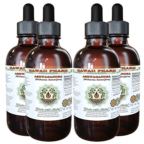 Ashwagandha Alcohol-Free Liquid Extract, Organic Ashwagandha (Withania Somnifera) Dried Root Glycerite 4x4 oz