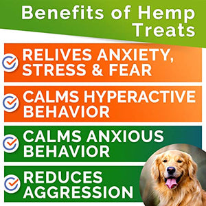 GOODGROWLIES Calming Hemp Treats for Dogs - Made in USA with Hemp Oil - Anxiety Relief - Separation Aid - Stress Relief During Fireworks, Storms, Thunder - Aggressive Behavior, Barking - Bacon