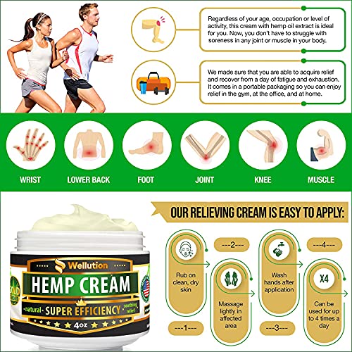 Hemp Cream 3,000,000 Super Efficiency - Natural Seed Oil Extract - Extra Strength Massage Lotion with Arnica, Menthol and Natural Oils