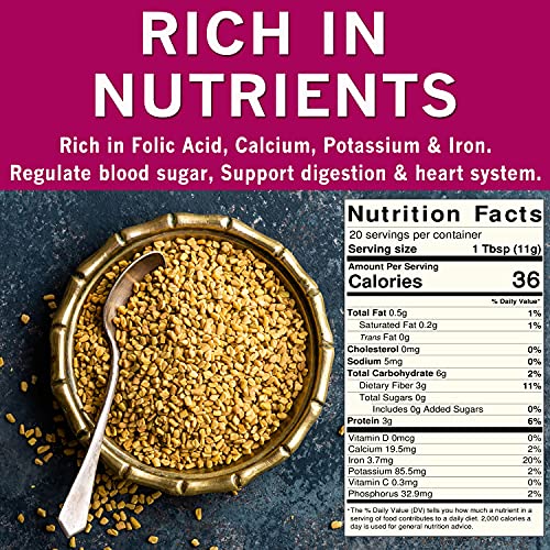 SPICES VILLAGE Fenugreek Seeds [8 oz] - Fenugreek Seeds for Hair Growth, All Natural Dried Indian Methi Seed for Cooking - Kosher Certified, Gluten Free, Resealable Bulk Bag