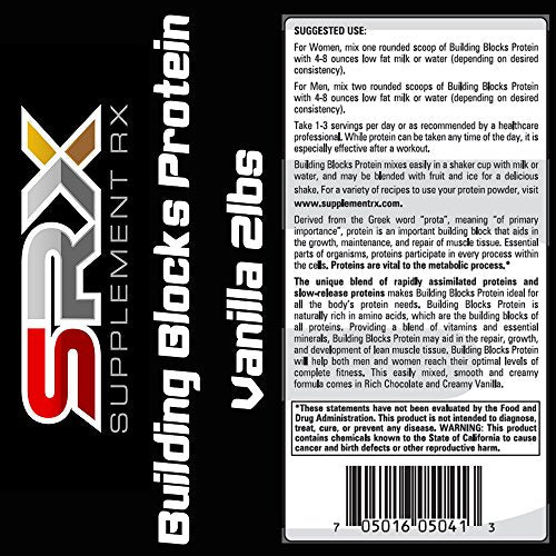 Supplement Rx - Building Blocks Protein Powder Creamy Vanilla 2lbs, Whey Protein-Egg White Complex