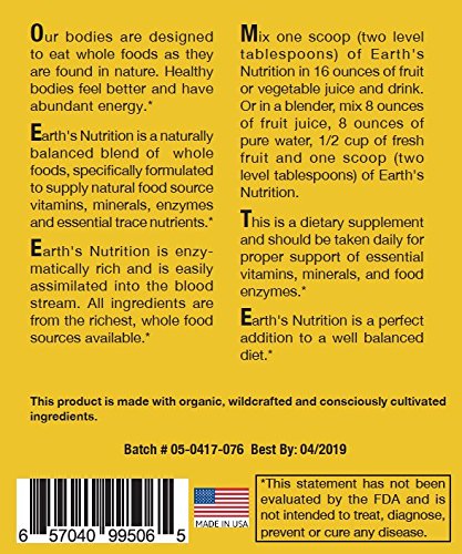 SpeedyVite Earth's Nutrition 14oz Powder - Organic Whole Food Supplement* Super Food with Wheat Grass, Spirulina, Alfafa Grass, Barley Grass & Purple Dulse Seaweed