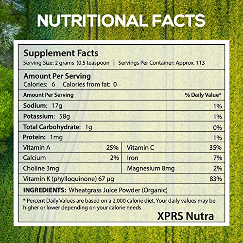 XPRS Nutra Organic Wheatgrass Juice Powder - Sustainably Grown in The US - Instant Wheat Grass Juice Powder Made from Concentrated Juice - More Potent Than Organic Wheatgrass Powder (8 oz)