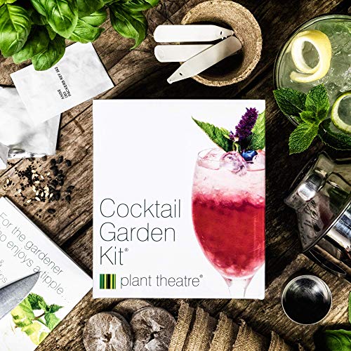 Plant Theatre Cocktail Herb Garden Kit - Grow 6 Varieties of Plants for Cocktails with Seeds, Starter Pots, Planting Markers and Peat Discs - Gardening Gifts for Women & Men﻿