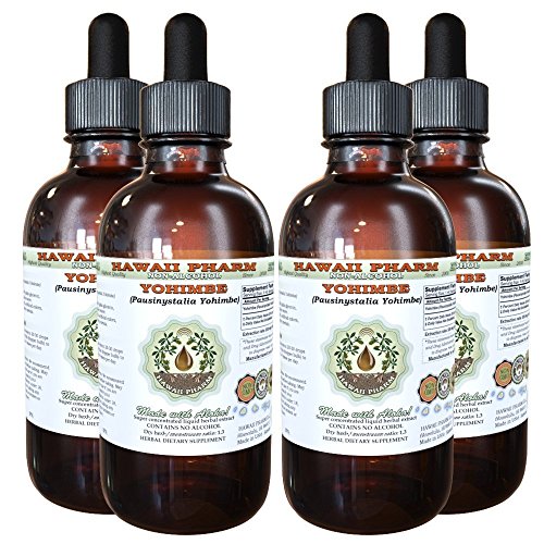 Yohimbe Alcohol-Free Liquid Extract, Yohimbe Liquid (Pausinystalia Yohimbe) Dried Bark Glycerite 4x4 oz