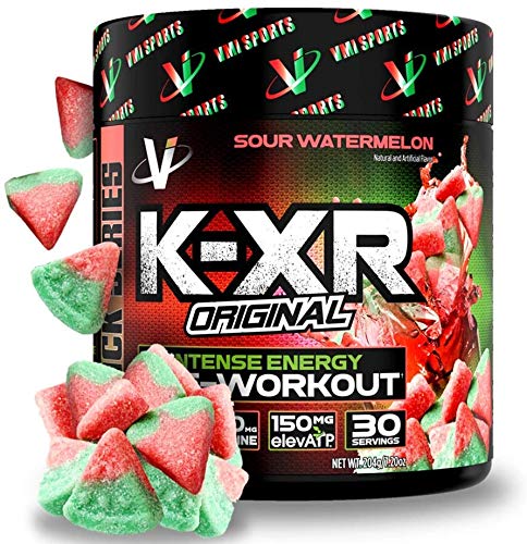 VMI Sports | K-XR Pre-Workout Energy Powder | Intense Energy Pre-Workout Drink for Men and Women | Enhanced Focus & Increased Endurance | Pre-Workout Powder (Sour Watermelon, 30 Servings)