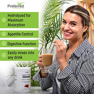 Keto Collagen Protein Powder with MCT Oil – Keto and Paleo Friendly Pure Grass Fed Pasture Raised Hydrolyzed Collagen Peptides Keyto Salted Caramel Flavor
