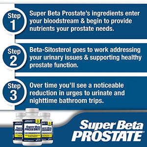 Super Beta Prostate – Over 15 Million Bottles Sold – Urologist Recommended Prostate Supplement for Men - Reduce Bathroom Trips Night, Promote Sleep & Bladder Emptying, Beta Sitosterol (60ct, 1 Bottle)