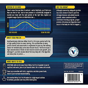 Whey Tech Pro 24 Protein Powder Protein Enzyme Blend with BCAAs to Fuel Muscle Growth Recovery, Ideal for PostWorkout Muscle Building Rich Chocolate (5 Pound) by BodyTech