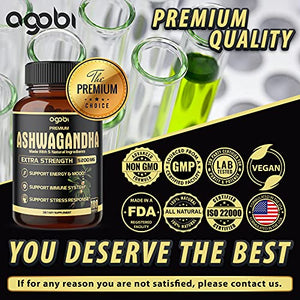 5in1 Premium Ashwagandha Capsules, High Extracted Capsule Equivalents to 5200mg Powder. Added Turmeric, Rhodiola Rosea, Ginger, Black Pepper. Strength and Spirit Support - 1Pack - 180 Caps - 6 Months