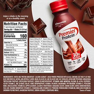 Premier Protein Shake 30g Protein 1g Sugar 24 Vitamins Minerals Nutrients to Support Immune Health, Chocolate, 11.5 Fl Oz (Pack of 12)