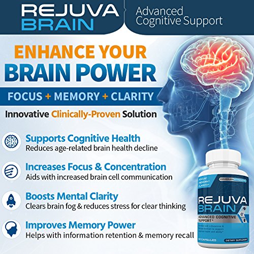 Rejuva Brain- Advanced Cognitive Support- Enriched w/L-Glutamine & Bacopa Monnieri to Support Cognitive Health and Ability
