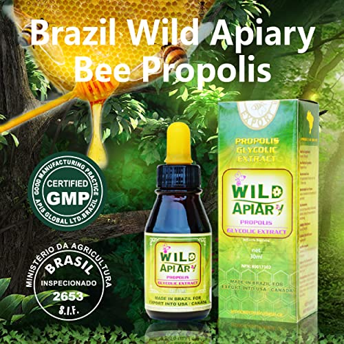 Bee Propolis Liquid Extract 85% Non Alcohol - Wild Apiary Green Bee Propolis Liquid Glycolic Extract-Non Alcoholic, Wax Free, Sugar Free