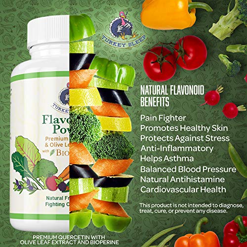 Turkey Sleep - Premium Quercetin & Olive Leaf Extract with BioPerine Supplement - Immune Boosting Support - Natural Allergy Relief - Anti-Oxidant
