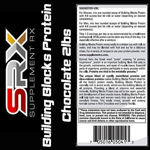 Supplement Rx - Building Blocks Protein Powder Rich Chocolate 2lbs, Whey Protein-Egg White Complex