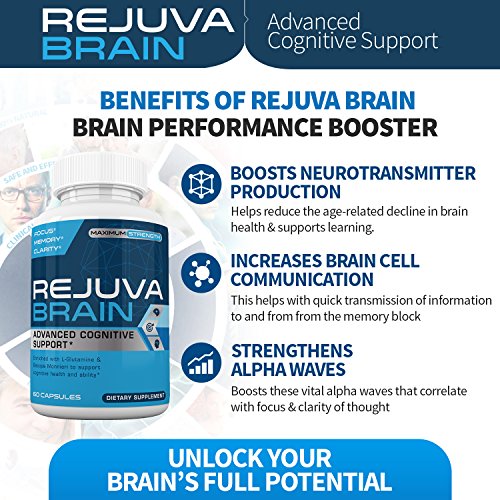 Rejuva Brain- Advanced Cognitive Support- Enriched w/L-Glutamine & Bacopa Monnieri to Support Cognitive Health and Ability