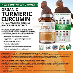 Organic Turmeric Curcumin 2,250MG - 95% Standardized Curcuminoids and Black Pepper Bioperine for Increased bioavailability - for Joint Mobility & Inflammation