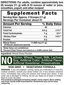 Wheatgrass Powder | 8oz | Vegan, Raw, Non GMO & Gluten Free Wheat Grass Superfood Powder | by Horbaach