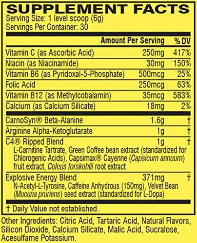 Cellucor C4 Ripped Pre Workout Powder Ultra Frost | Creatine Free + Sugar Free Preworkout Energy Supplement for Men & Women | 150mg Caffeine + Beta Alanine + Weight Loss | 30 Servings