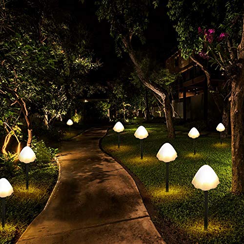 Outdoor Solar Garden Lights, Set of 12 Mini Solar Mushroom Light Outdoor Waterproof Cute Mushroom Shaped Pathway Landscape Lights for Yard Patio Garden Party Wedding Festival Decoration (Warm White)