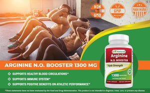 Best Naturals L-Arginine NO Booster Triple Strength 1300 mg Serving 120 Veg Capsules (120 Count (Pack of 3))