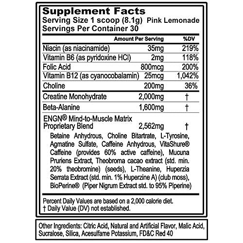 Evlution Nutrition ENGN Pre-Workout, Pikatropin-Free, 30 Servings, Intense Pre-Workout Powder for Increased Energy, Power, and Focus (Pink Lemonade)