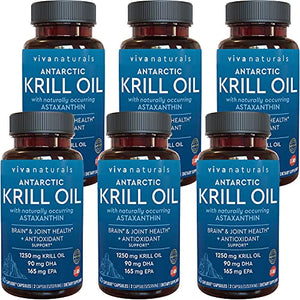 Krill Oil Supplement - Antarctic Krill Oil 1250 mg, Crill Oil Omega 3 with Astaxanthin, DHA Supplements for Joint and Brain Health, No Fishy Taste & Easy to Swallow, 60 Capsules.