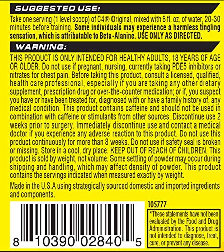 C4 Original Pre Workout Powder ICY Blue Razz - Vitamin C for Immune Support - Sugar Free Preworkout Energy for Men & Women - 150mg Caffeine Plus Beta Alanine Plus Creatine - 30 Servings