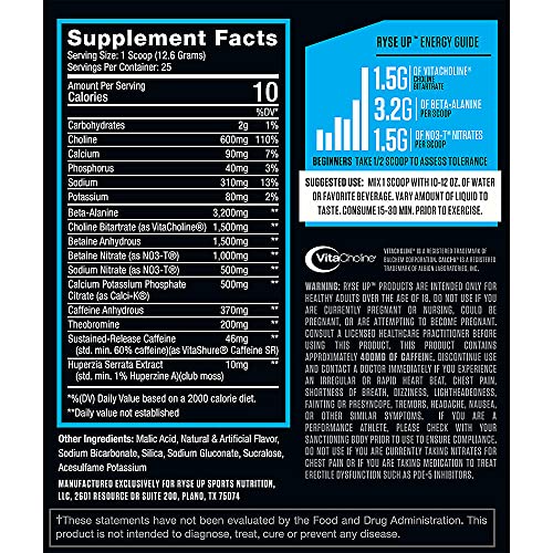 Ryse PRE Workout | Ryse Up Supplements | Fuel Your Greatness™ | Energy, Endurance, Focus, Next Level Pump, Citruline, Taurine, Arginine, CarnoSyn® Beta Alanine, 20 Servings (Tiger's Blood)