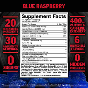 Mutant Madness Sugar-Free Pre-Workout Powder – Engineered Exclusively for High-Intensity Workouts (Blue Raspberry +Peach Mango + Mask)