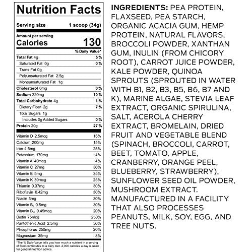 Vega Essentials Plant Based Protein Powder, Vanilla, Vegan, Superfood, Vitamins, Antioxidants, Keto, Low Carb, Dairy Free, Gluten Free, Pea Protein for Women and Men,1.4 Pounds (18 Servings)