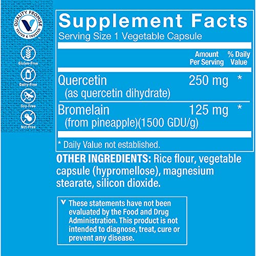 The Vitamin Shoppe Quercetin with Bromelain 250mg Antioxidant (60 Capsules)