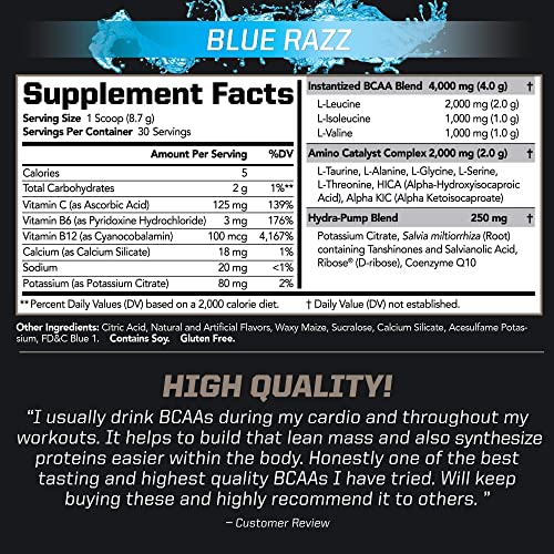 PMD Sports CG5 - Premium Creatine and L-Glutamine Powder (60 Servings) & PMD Sports BCAA Stim Free Amino Acids for Enhanced Recovery – Blue Razz (30 Servings)