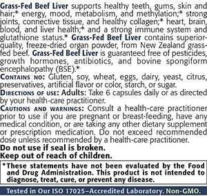 New Roots Herbal Grass-Fed Beef Liver from New Zealand (Desiccated) & Vitamin C — Hormone-, Pesticide-, and GMO-Free (180 Capsules)