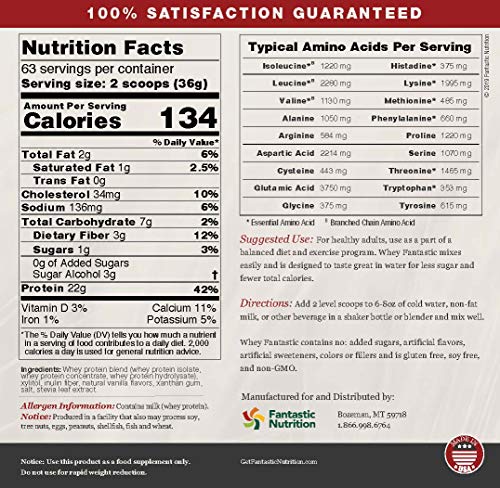 Whey Fantastic - Vanilla - 5LB 100% Pure Grass Fed Whey Protein - Bulk - Optimum Blend of Undenatured Whey Isolate, Concentrate & Hydrolysate - Non-GMO, Soy & Gluten Free - 63 Servings
