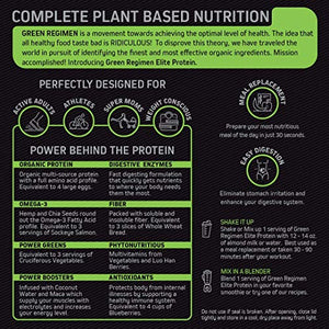 Elite Protein - Organic Plant Based Protein Powder, Pea and Hemp Protein, Muscle Recovery and Meal Replacement Protein Shake, USDA Organic, Non-GMO, Dairy-Free - Vegan (Chocolate, Small Tub)