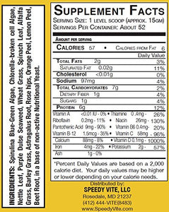 SpeedyVite Earth's Nutrition 14oz Powder - Organic Whole Food Supplement* Super Food with Wheat Grass, Spirulina, Alfafa Grass, Barley Grass & Purple Dulse Seaweed