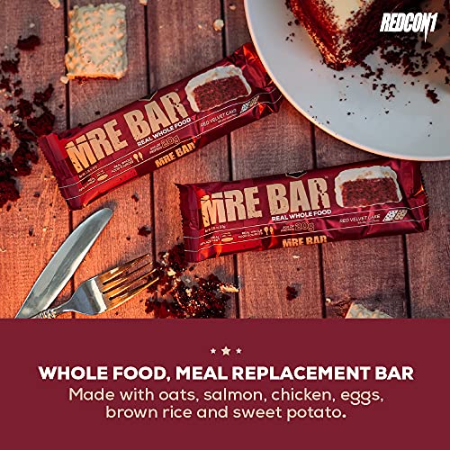 Redcon1 MRE Bar - Meal Replacement Protein Bar (1 Box / 12 Bars), Real Whole Food Sourced Protein, Real Food Taste, 20G Protein (Red Velvet Cake)