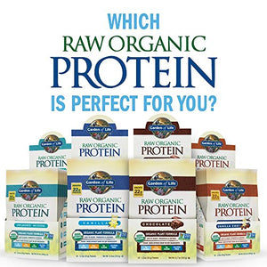 Garden of Life Raw Organic Protein Vanilla Powder Packets, 10ct Tray - Certified Vegan, Gluten Free, Organic & Non-GMO, Plant Based Sugar Free Shake with Probiotics & Enzymes, 4g BCAAs, 22g Protein