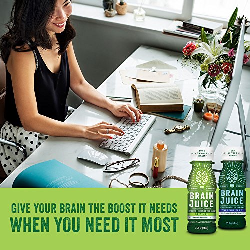 BrainJuice Brain Booster Shot, Decaffeinated Peach Mango | Liquid Drink Supplement for Improved Memory, Focus, Clarity & Mood, Gluten-Free, Non-GMO | 2.5 fl oz, 12 Count