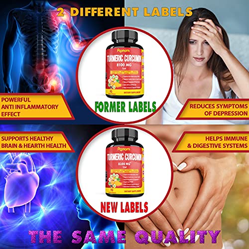 Turmeric Curcumin Extract Capsules 8100mg, 3 Months Supply & Ashwagandha, Triphala, Moringa, Boswellia, Ginger, Tulsi, Black Pepper| Joint Support, Anti Inflammatory| Improve Digestive, Immune System