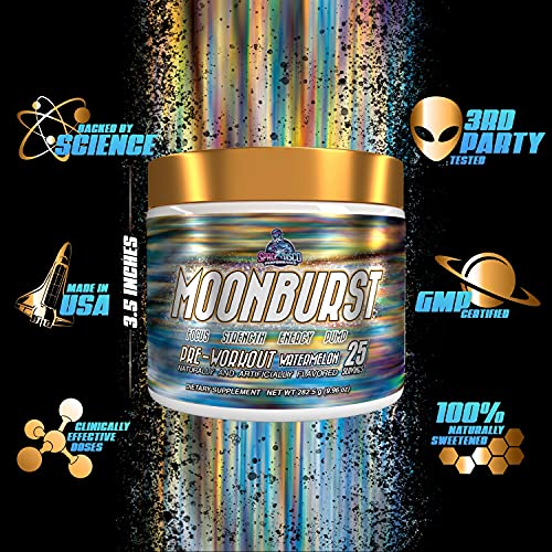 MOONBURST Pre Workout for Energy | Preworkout Powder Supplement for Men & Women | Strength , Focus , Energy & Pump w/ No Crash | Watermelon Flavor (25 Servings)