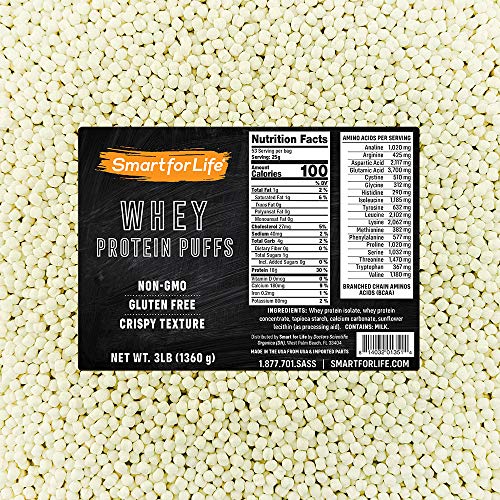 Smart for Life - Whey Protein Puffs - High Protein Zero Sugar Whey Protein Isolate Puffs 3LB - 18 Grams Protein Snacks Bulk - Non-GMO, Gluten-Free - 3 Pound Box - 53 Serving